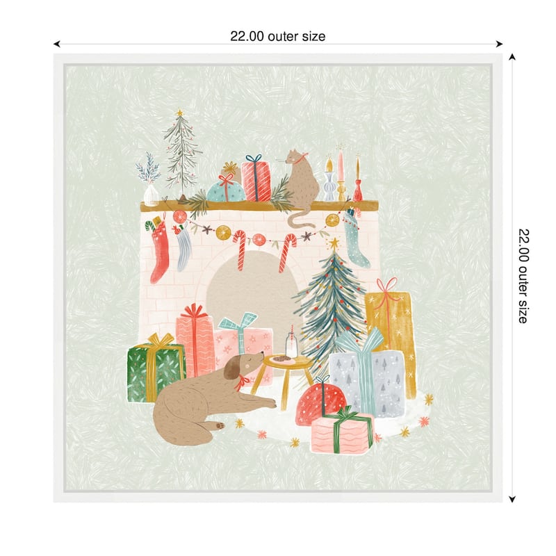 Kate and Laurel Sylvie Framed Canvas Festive Holiday Pet Fireplace by Jill Labieniec