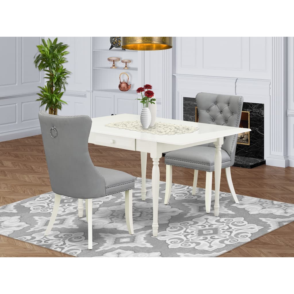 East West Furniture Dining Table Set Includes a Rectangle Kitchen Table and Parson Chairs, Linen White (Pieces Options)