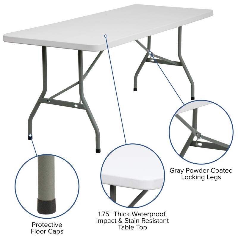 30"W x 72"L Granite White Plastic Event and Party Folding Table
