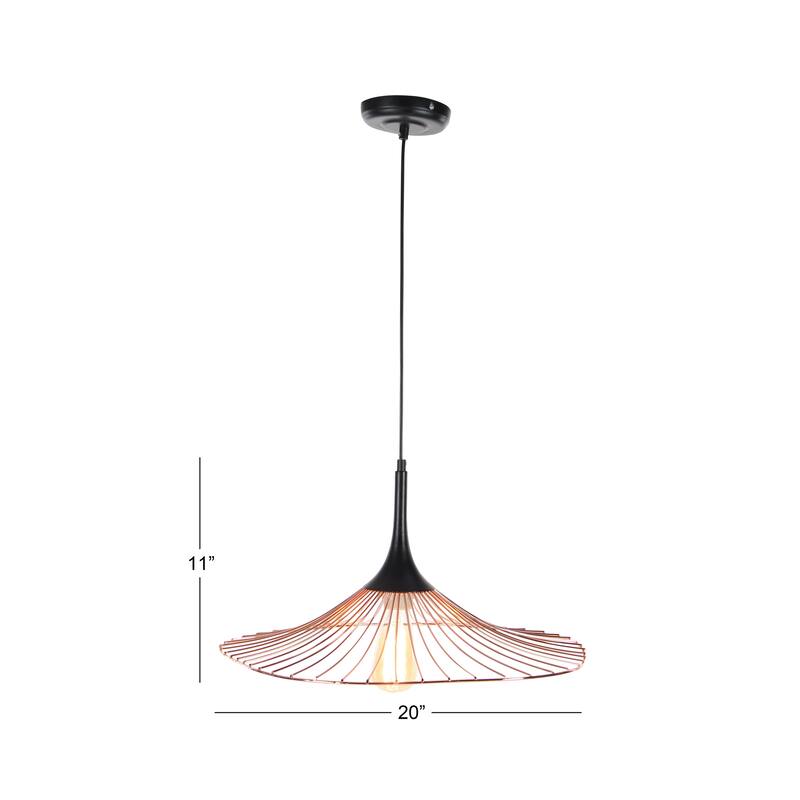 Contemporary Copper-Finished Lighting Pendant with Cage Shade 22 x 11