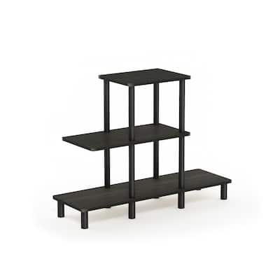3 Tiers Wood Household Shelving Unit in Espresso/Black (37.01 in. W x 27.83 in. H x 11.61 in. D) - 37.01