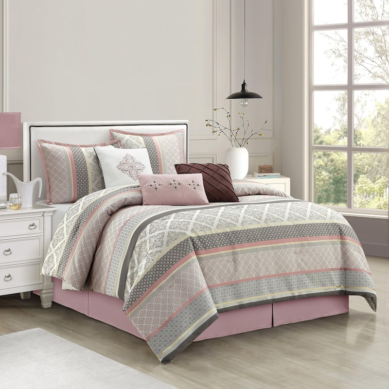 Nanshing Jensen 7 Piece Jacquard Geometric Comforter Set