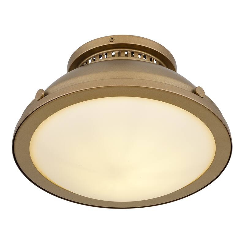 1-Light 11-in Polished Brass Flush Mount - Brushed Brass