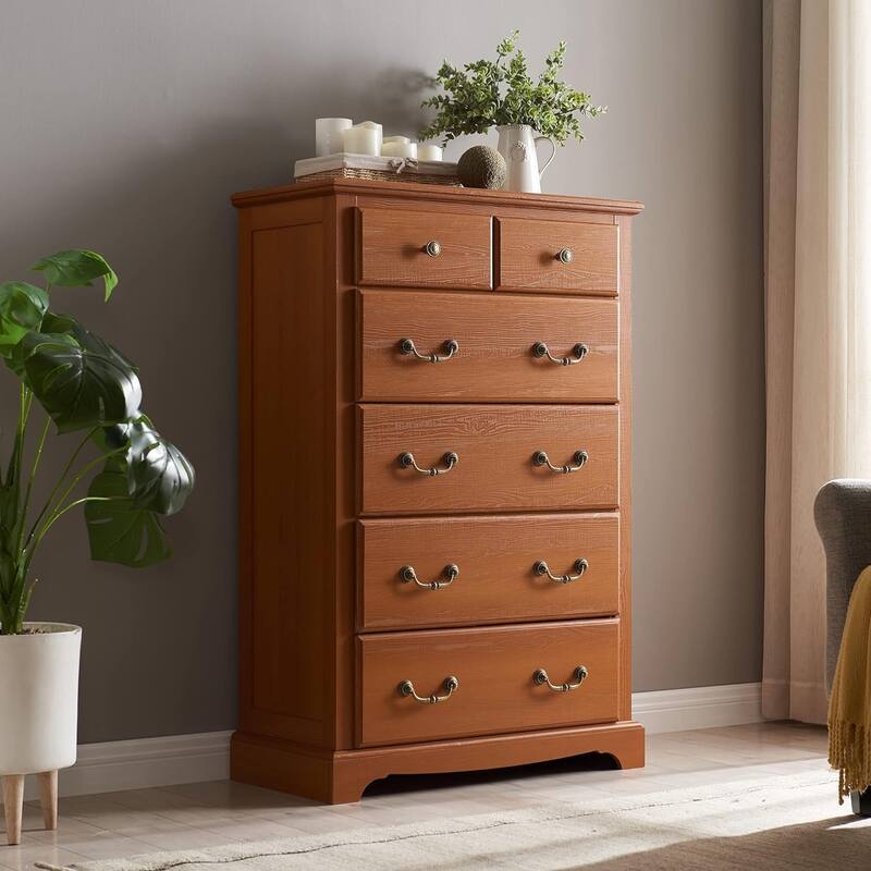 Vintage 6 Drawers Wood Dresser Chests, Rustic Dressers Chset Organizer