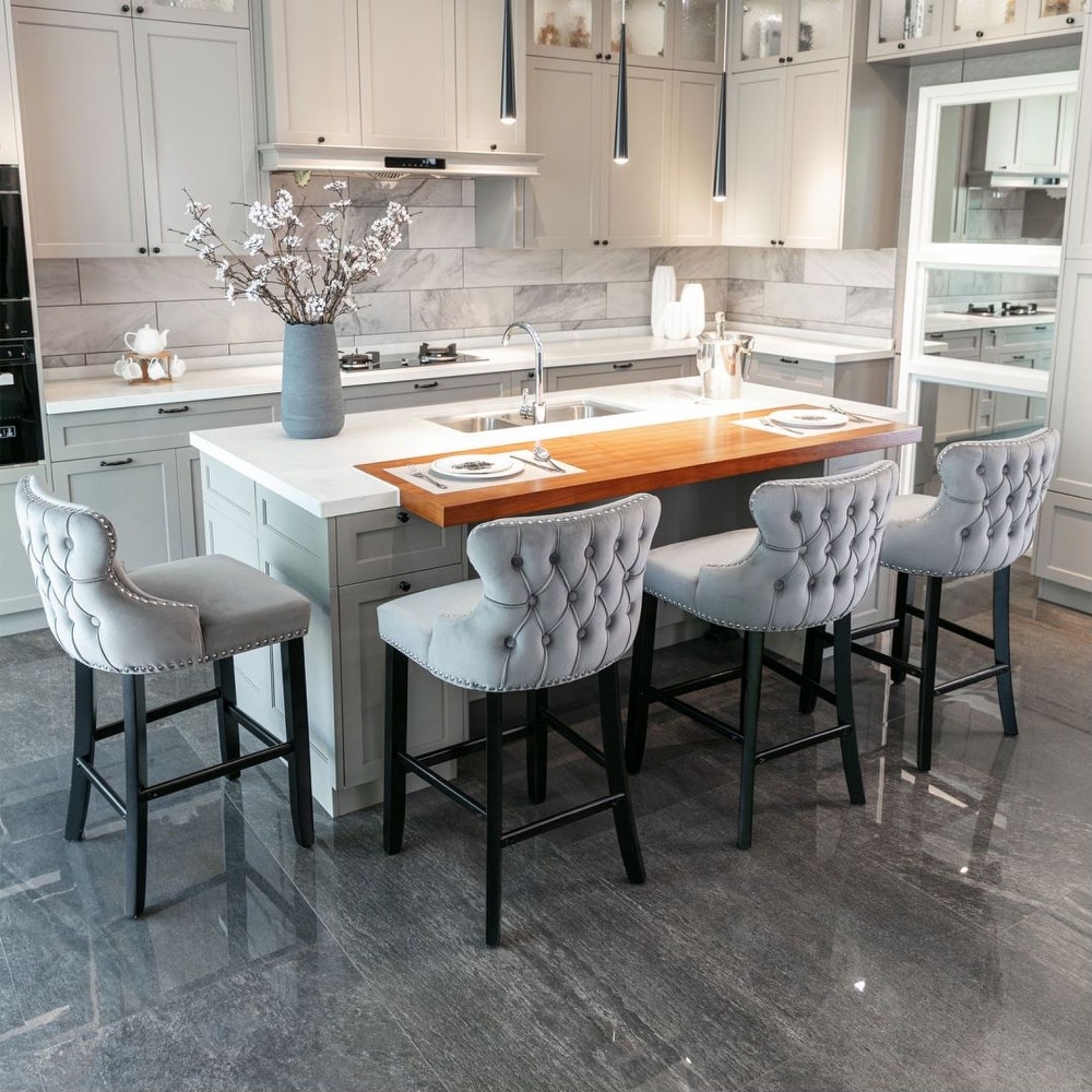 Grey Tufted Counter and Bar Stools Bed Bath Beyond