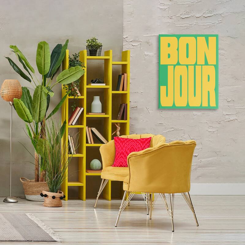 Stupell Bonjour Yellow & Green Canvas Wall Art Design By House of Lulu