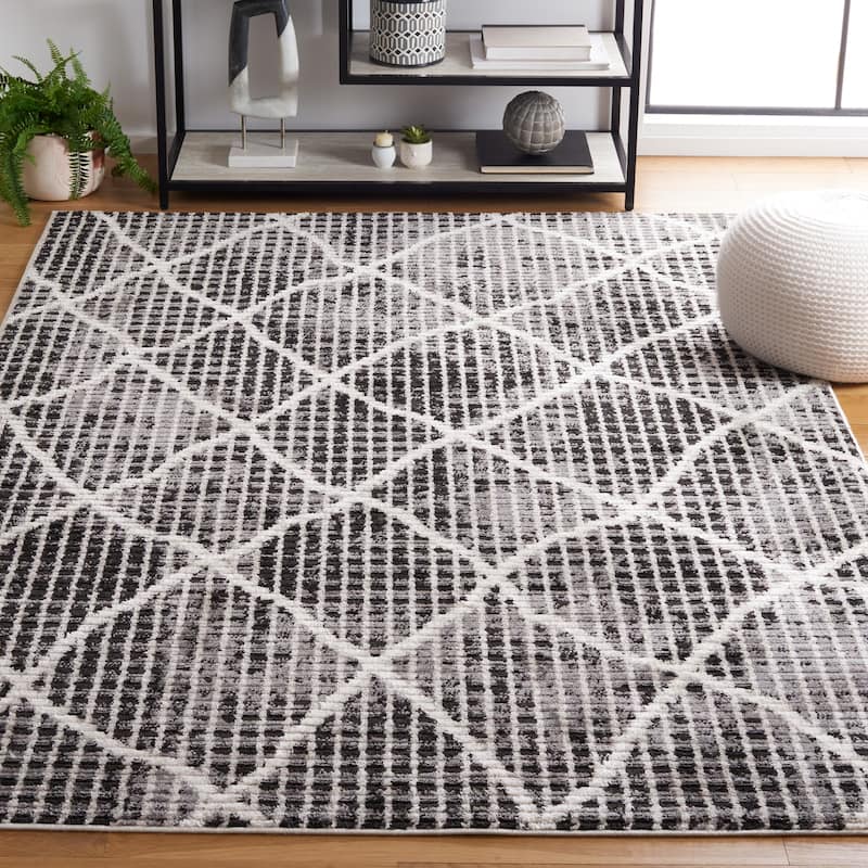 SAFAVIEH Marrakech Ephrona Rustic Trellis Rug - 9' x 12' - Charcoal/Ivory