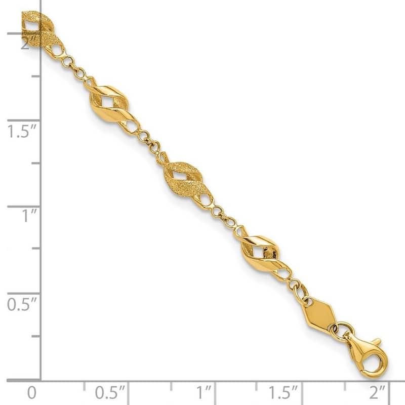 Curata 4.7mm 10k Gold 7.25" 4.7mm Laser Spiral Link Bracelet