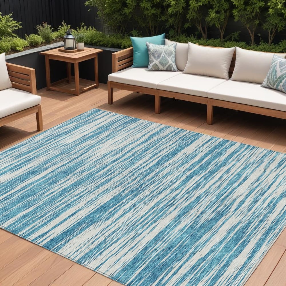 HomeRoots Abstract Modern Rectangle Outdoor Rug