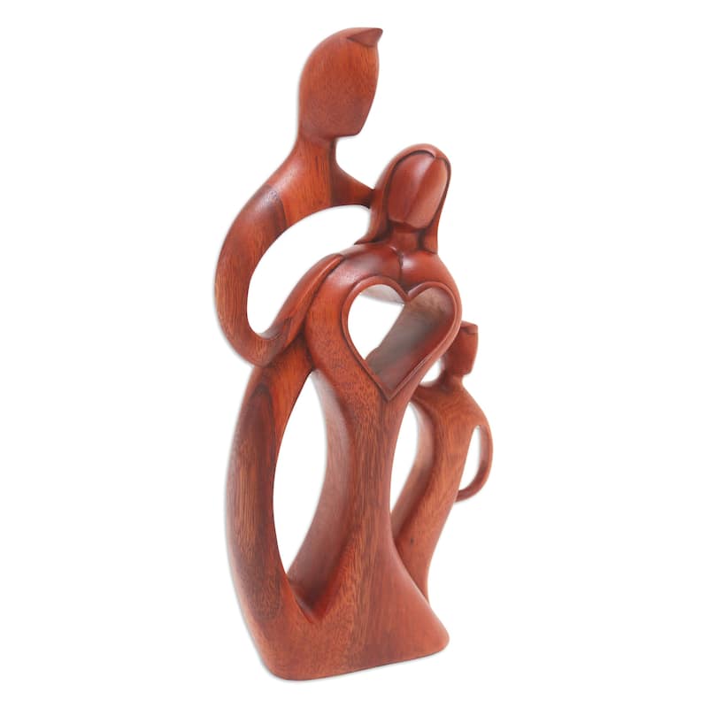 Novica Handmade Beloved Family Wood Sculpture