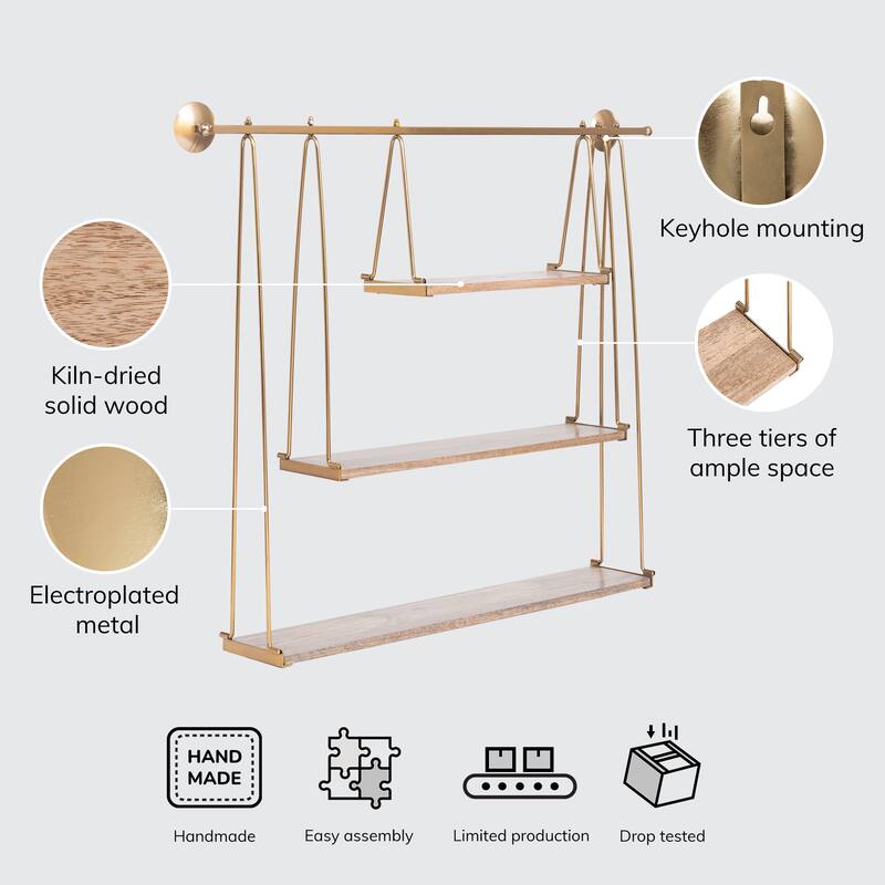 MH London Luna Three Tier Suspended Wall Shelf