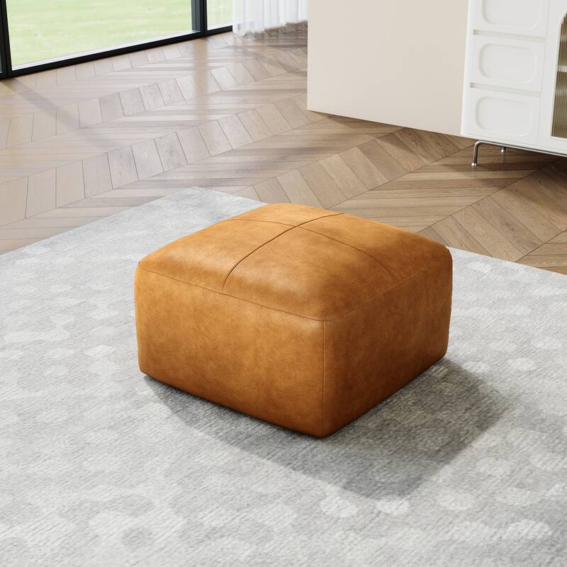 Elliot 22"/ 35"/ 43" W Modern Rectangular Genuine Leather Ottoman