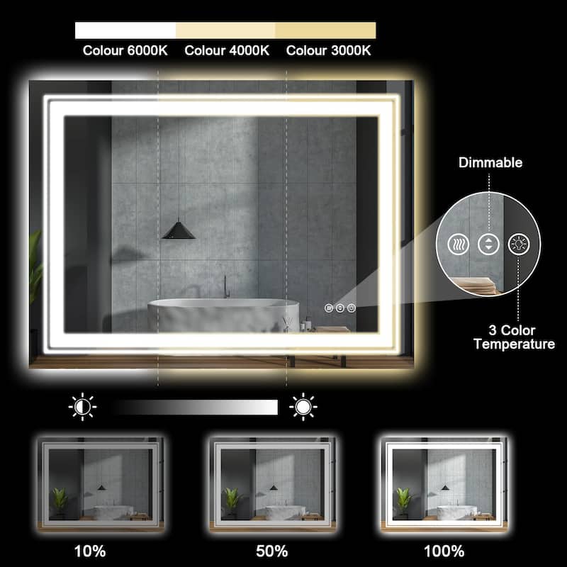 40x24 Inch Frameless LED Bathroom Mirror,Smart Mirror - White