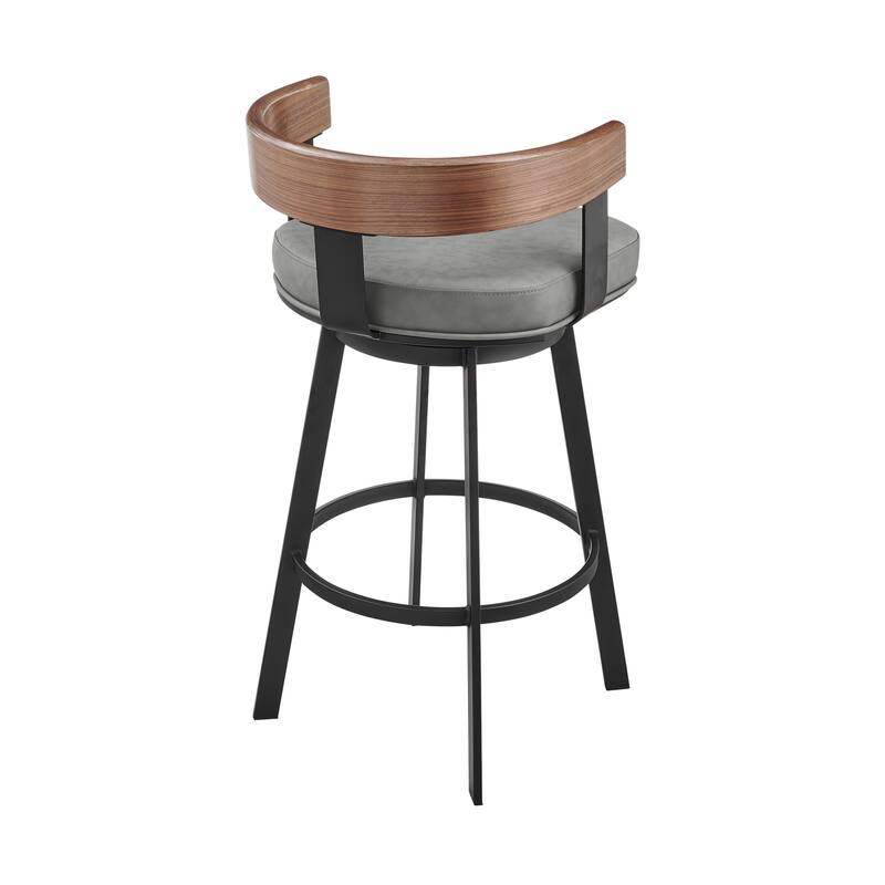 Idris Modern Swivel Bar Stool, Upholstered Counter Height Chair with Iron Frame