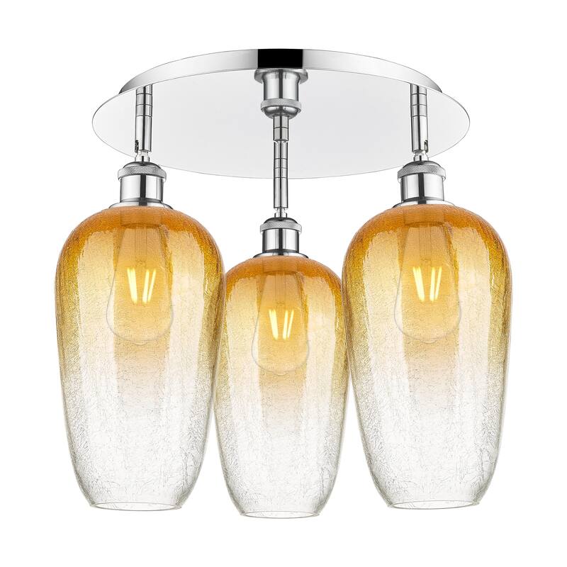 Innovations Lighting Endless Possibilities Ballston - Brookhaven Flute - 3 Light 19" Flush Mount - Polished Chrome/Amber