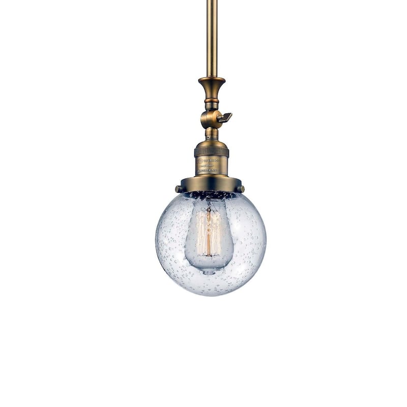 Innovations Lighting Beacon Single Light 6" Wide Mini Pendant with - Brushed Brass / Seedy