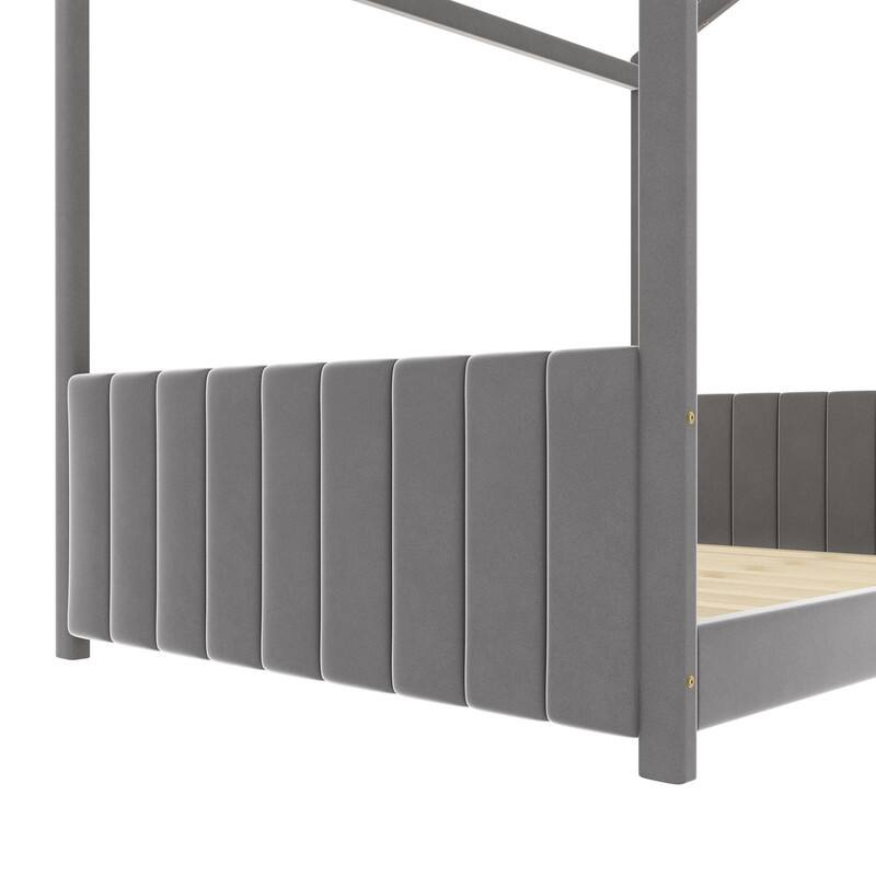 Full Size Velvet House Bed Wood Bed