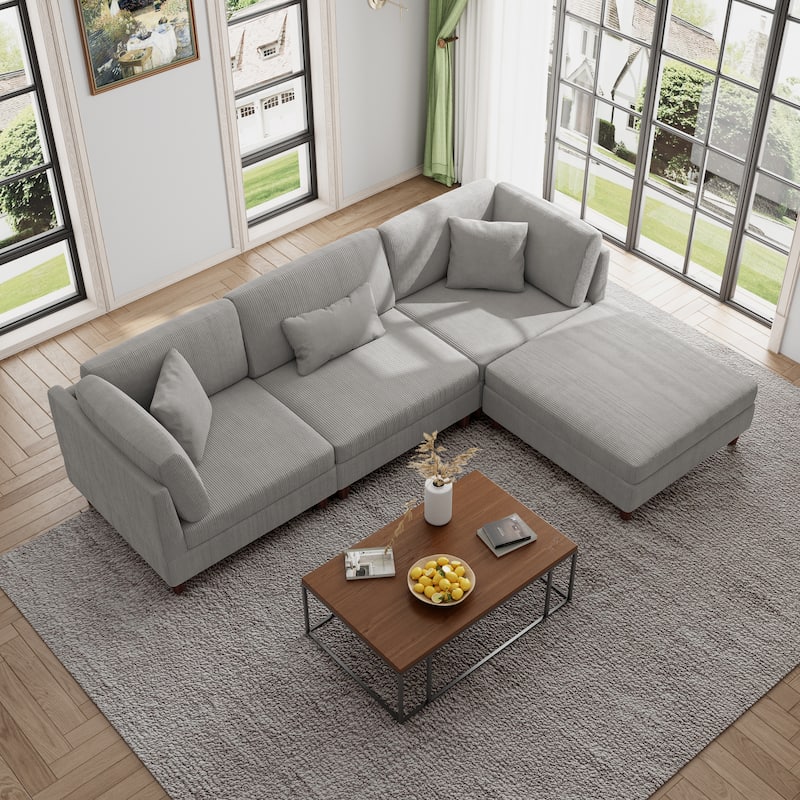 Modern Oversized Modular Corduroy Sectional Sofa Set