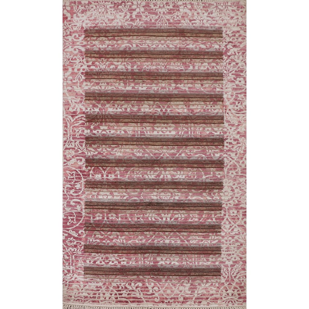 Abstract Accent Rug Handmade Multi-Color Wool Carpet - 2'8"x 4'9"