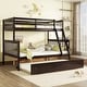 preview thumbnail 1 of 19, Twin Over Full Bunk Bed with Trundle, Bunk Bed with Ladder and Guardrails, Convertible to 2 Beds Espresso