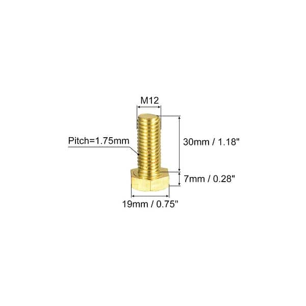 Brass Hex Bolts, 1pcs Fully Thread Grade 4.8 Machine Screws - Brass ...