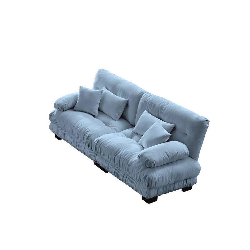 GDFStudio - Elowen Chenille 2-Seater Sofa with Lumbar and Throw pillows