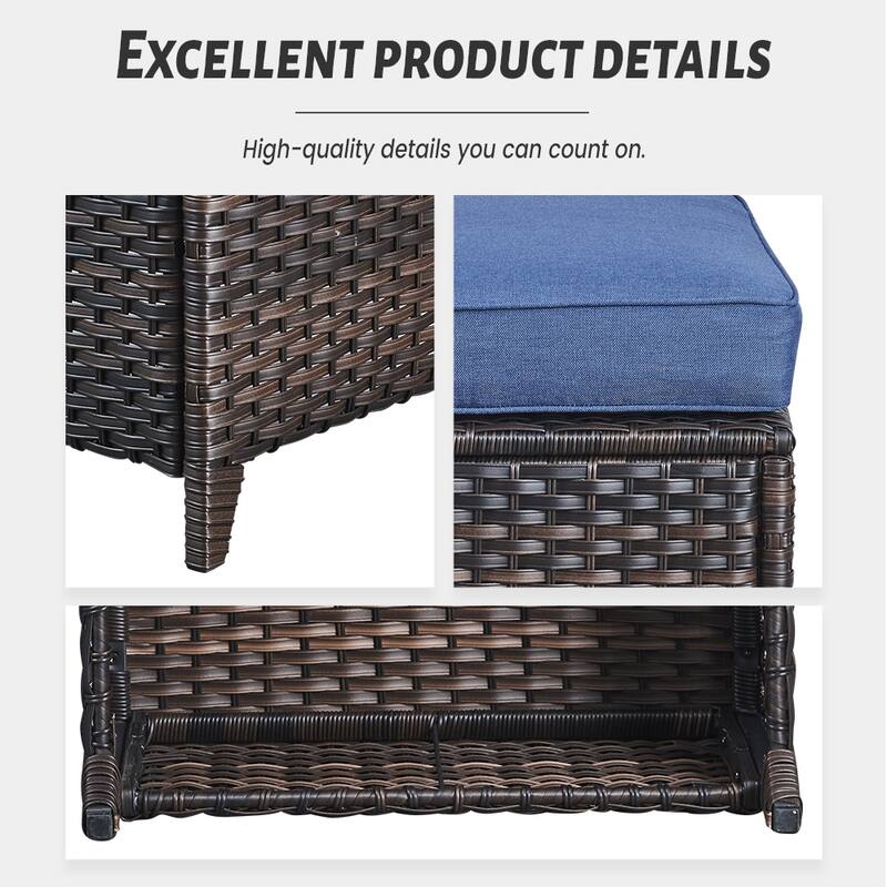 Gymojoy 2 Piece Outdoor Ottoman Wicker Patio Ottomans