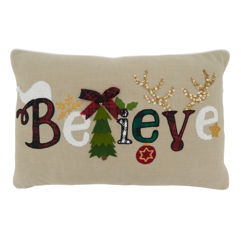 Christmas Pillow With Believe Design