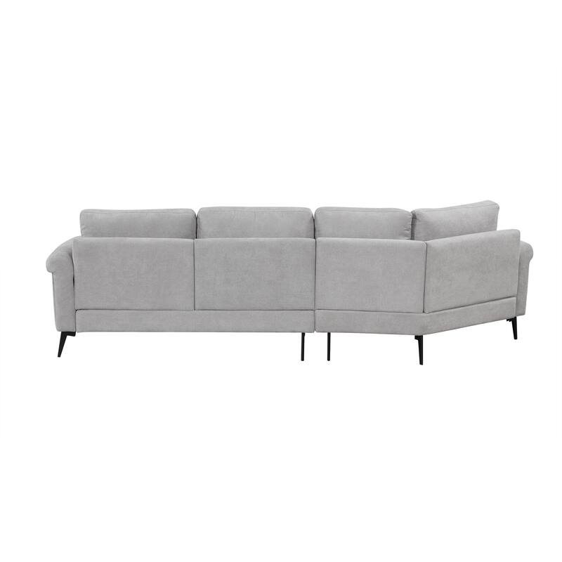 111" Chenille Curved 3-Seater Sofa with Removable Patterned Pillows