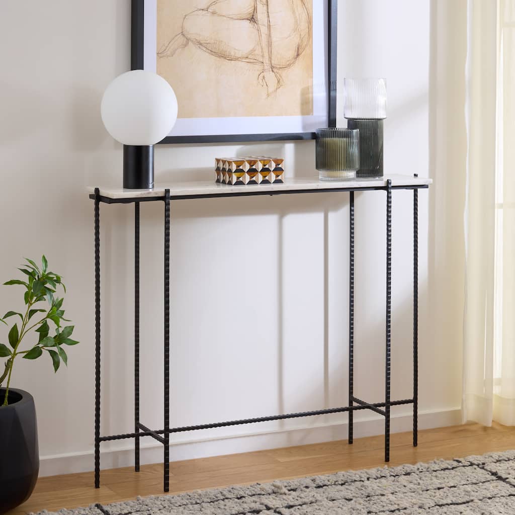 SAFAVIEH Home Cale Marble Console Table - 38"W x 8"D x 30"H