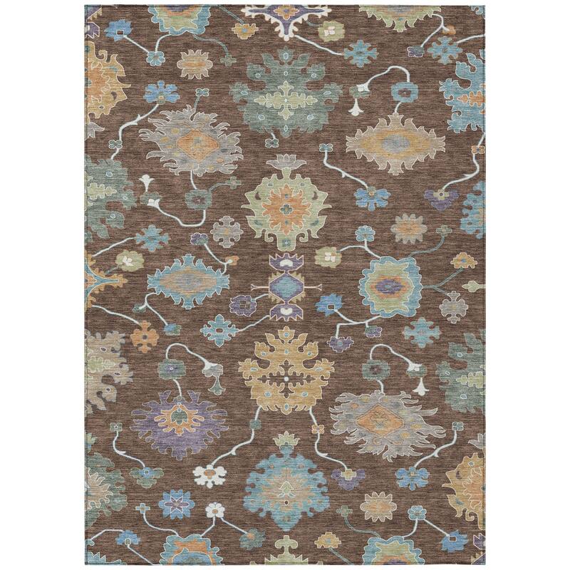Machine Washable Indoor/ Outdoor Traditonal Delhi Chantille Rug