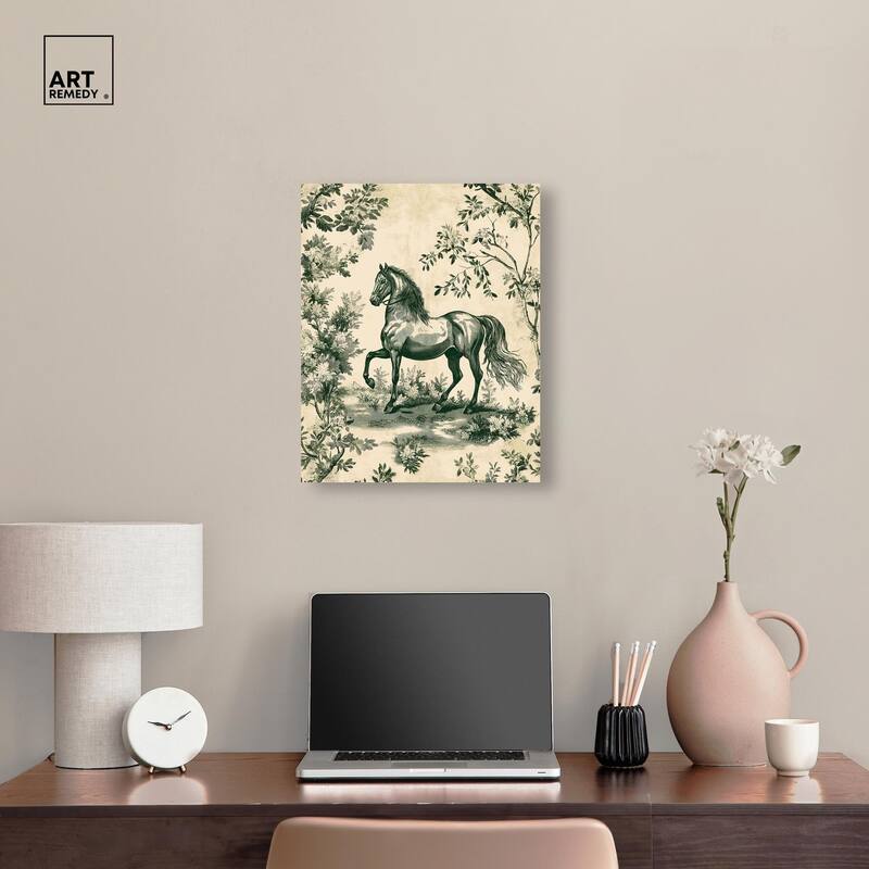 Equestrian Etching Canvas by Art Remedy, Gallery Wrapped