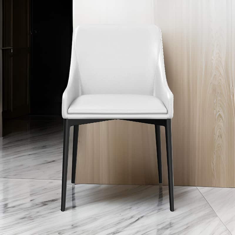 Black/White Faux Leather Upholstered Metal Frame Dining Chair, Set of 2, Sturdy Dining Chair for Dining Rooms - 19