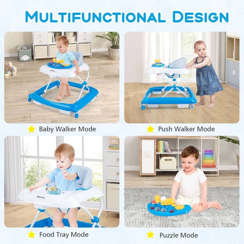 Honeyjoy Foldable Baby Walker with 3 Adjustable Heights Comfy Padded - See Details