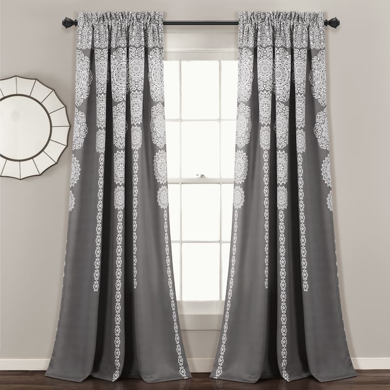 Lush Decor Stripe Medallion Room Darkening Curtain Panel Pair