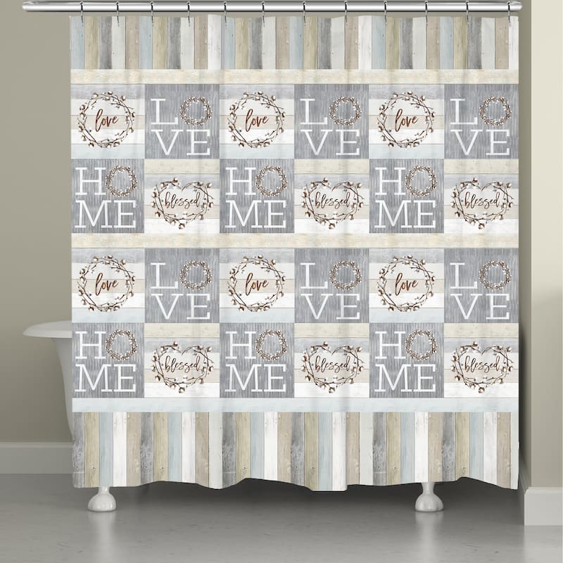 Loving Home 71" x 72" Shower Curtain - 71" x 72" - Gray