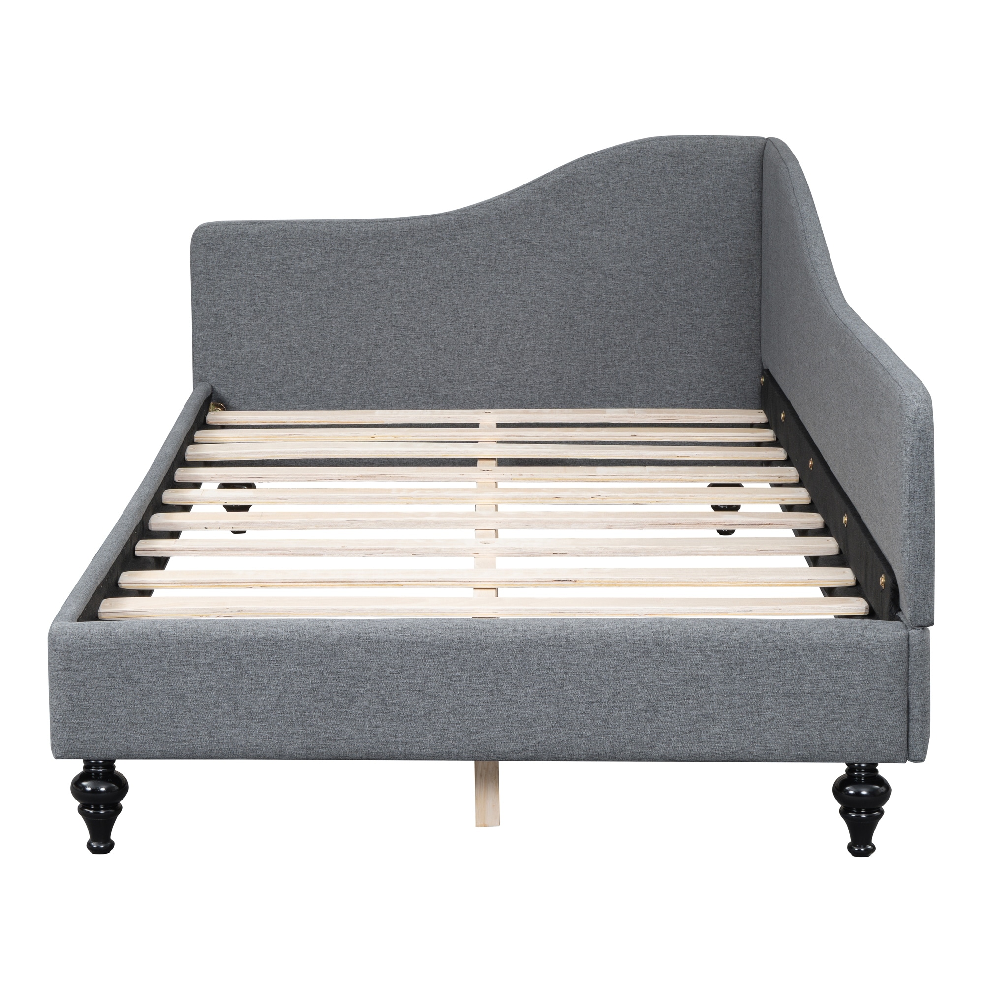 L-Shaped Linen Daybed,with Solid Wood Legs