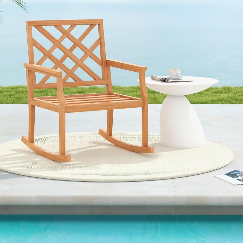1/2PCS Teak Wood Rocking Chair Oversized Porch Rocker Rocker Chair