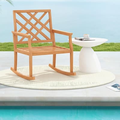 1/2PCS Teak Wood Rocking Chair Oversized Porch Rocker Rocker Chair
