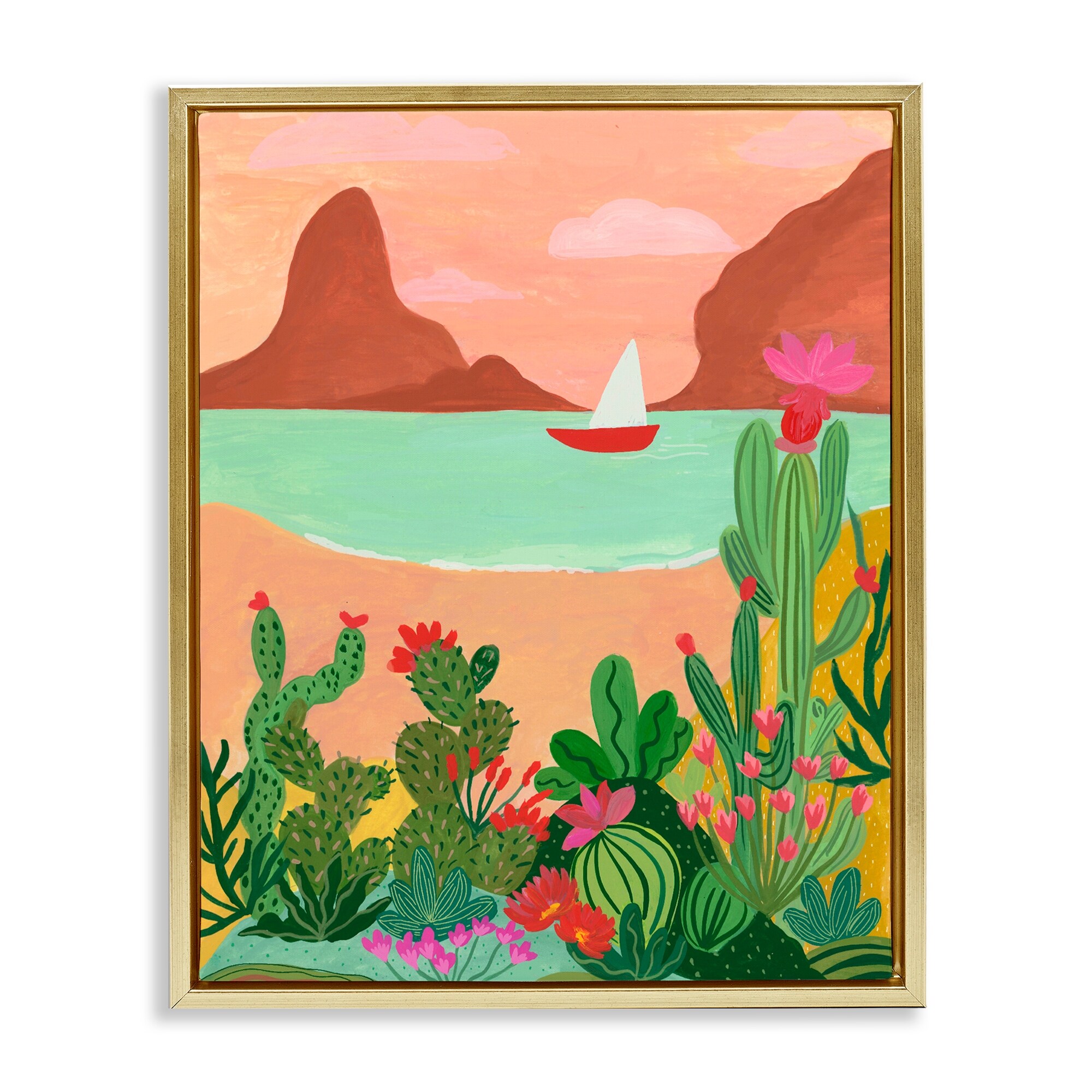 Stupell Desert Oasis Boat Framed Floater Canvas Wall Art Design By Nabeela Rumi