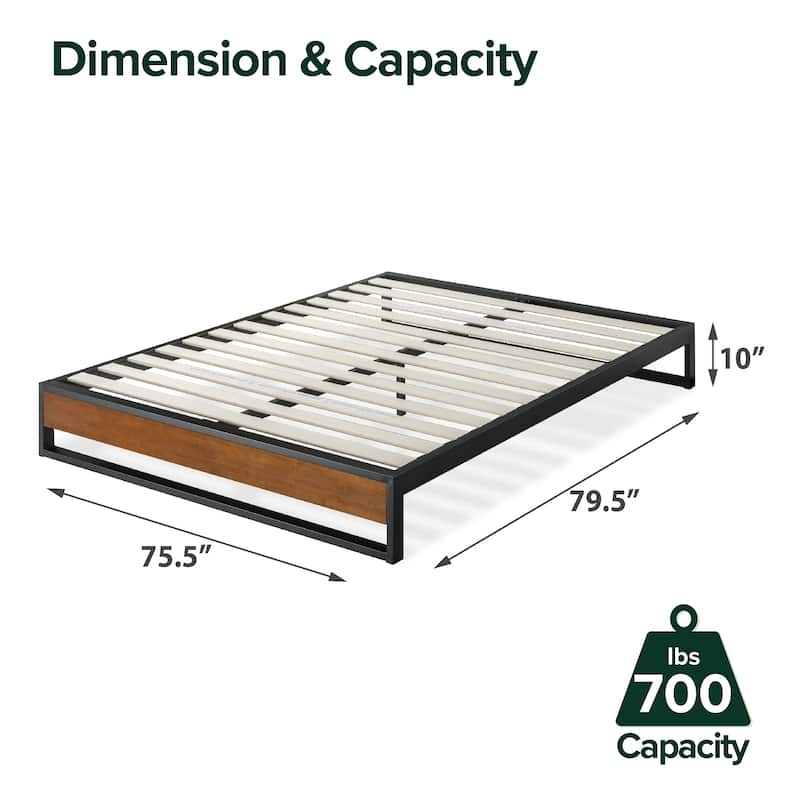 Priage by ZINUS GOOD DESIGN™ Winner 10 Inch Brown Bamboo and Metal Platforma Bed - King