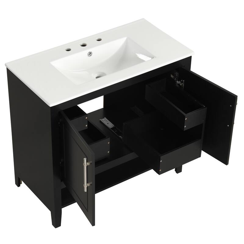 GDFStudio - Everett Langley 36-Inch Modern Freestanding Bathroom Vanity with Ceramic Sink - 36"