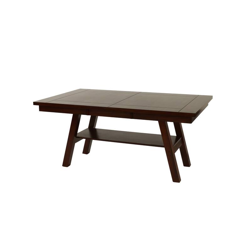 Dining Table Rectangle Dining Table w Shelve 1pc Table Only Rubber wood Dark Walnut Finish Dining Room Furniture
