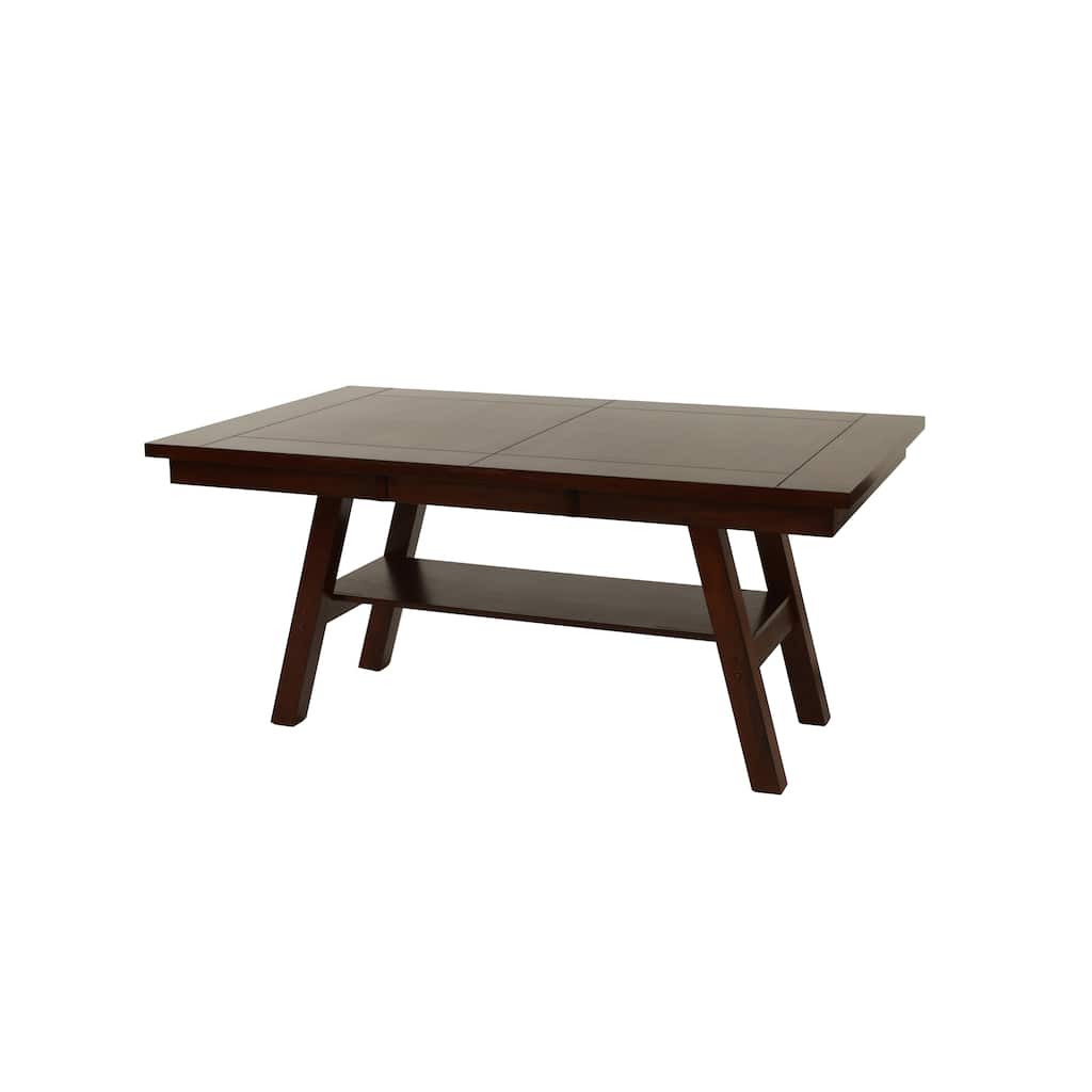 Dining Table Rectangle Dining Table w Shelve 1pc Table Only Rubber wood Dark Walnut Finish Dining Room Furniture