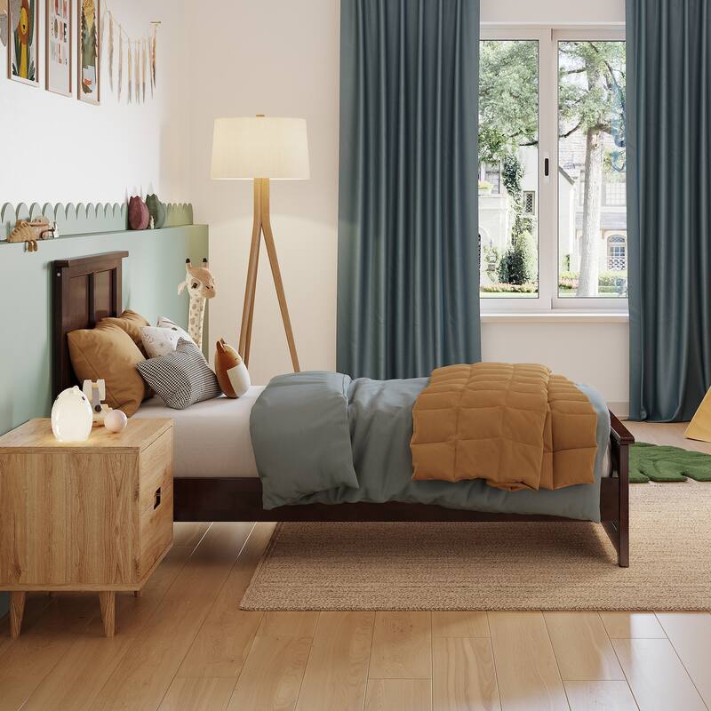 Charlotte Solid Wood Low Profile Platform Bed with Matching Footboard