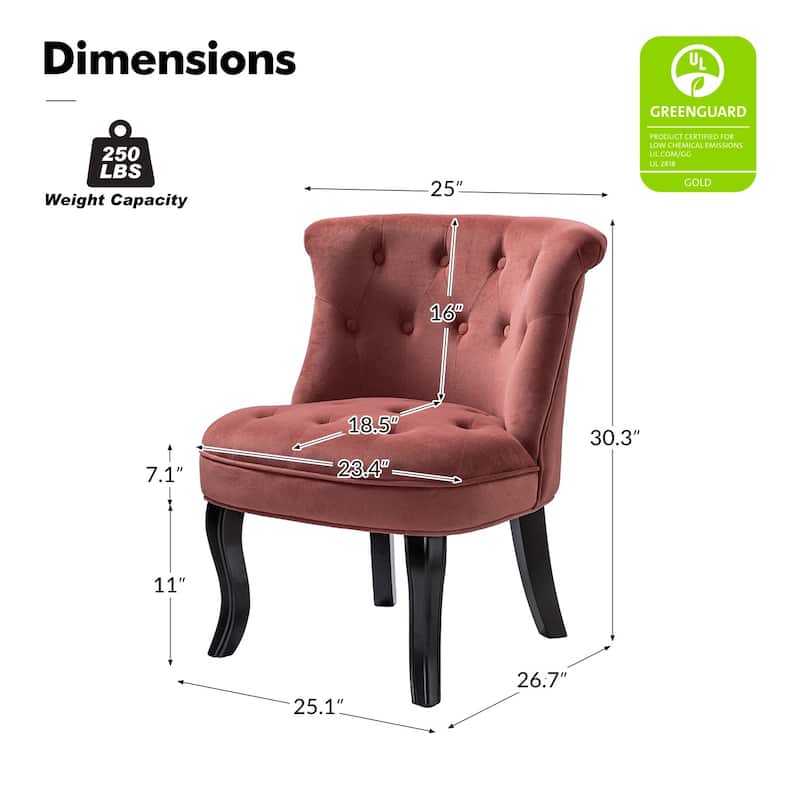 Paolino 25.1" Wide Traditional Velvet Button-tufted Back Stools with Wood Legs by HULALA HOME