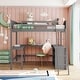 preview thumbnail 1 of 18, Full size Loft Bed with Shelves and L-shape Desk, Grey Grey
