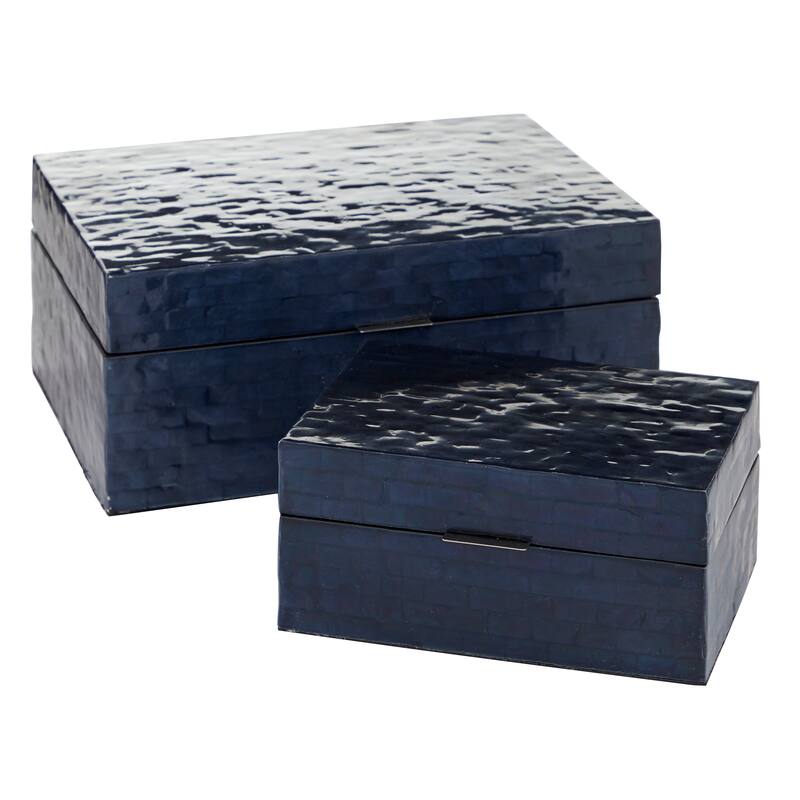 Mother of Pearl Handmade Geometric Box with Hinged Lid (Set of 2)