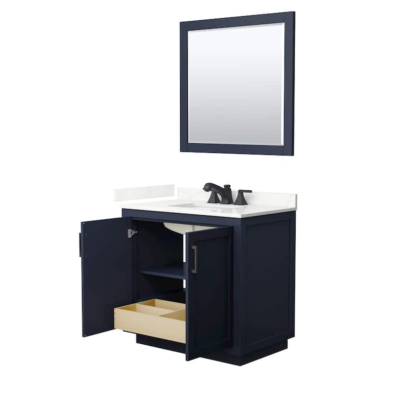 Miranda 36-inch Single Vanity, Quartz Top, 34-inch Mirror