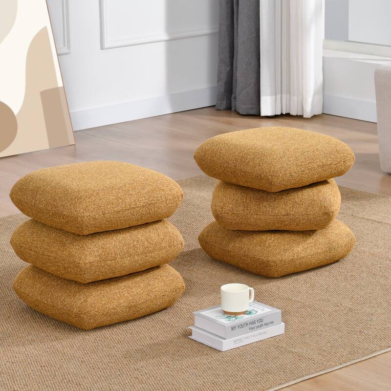 Modern 360° Swivel Multi-Layer Upholstered Ottoman